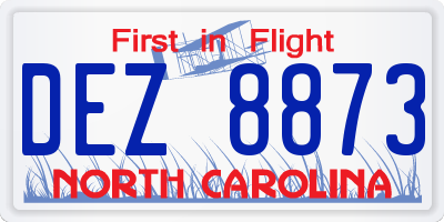 NC license plate DEZ8873