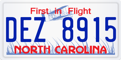 NC license plate DEZ8915