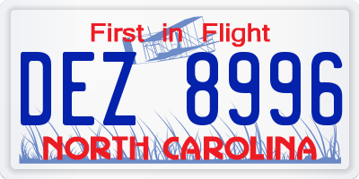 NC license plate DEZ8996