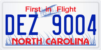 NC license plate DEZ9004