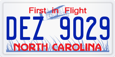 NC license plate DEZ9029