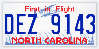 NC license plate DEZ9143