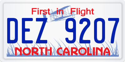 NC license plate DEZ9207