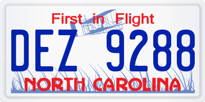 NC license plate DEZ9288
