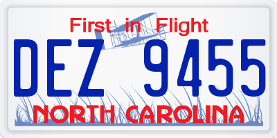 NC license plate DEZ9455