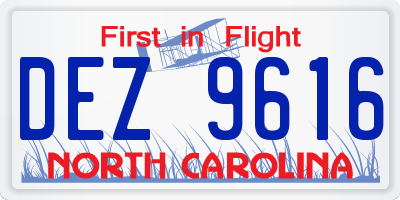 NC license plate DEZ9616