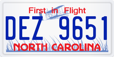 NC license plate DEZ9651
