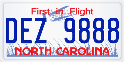 NC license plate DEZ9888