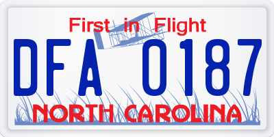 NC license plate DFA0187