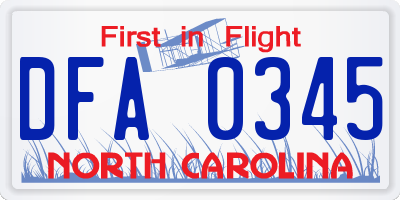 NC license plate DFA0345