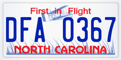 NC license plate DFA0367