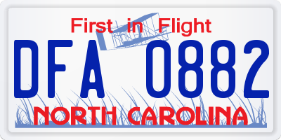 NC license plate DFA0882
