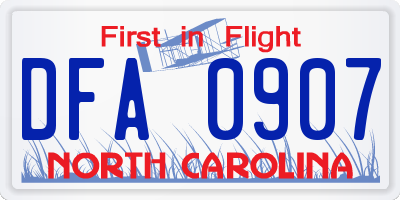 NC license plate DFA0907