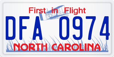 NC license plate DFA0974