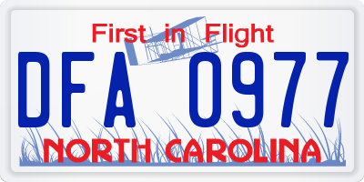 NC license plate DFA0977