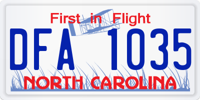 NC license plate DFA1035