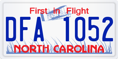 NC license plate DFA1052