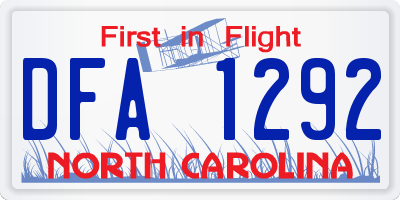 NC license plate DFA1292