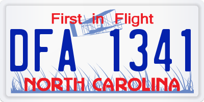 NC license plate DFA1341