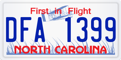 NC license plate DFA1399