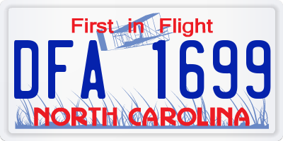 NC license plate DFA1699