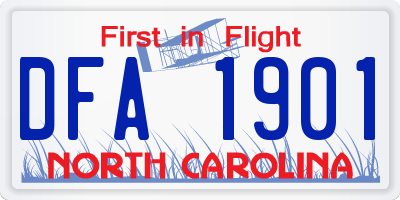 NC license plate DFA1901