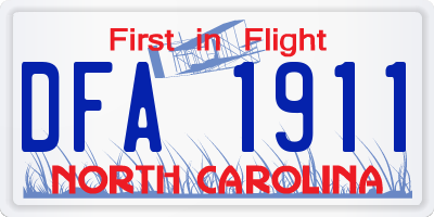 NC license plate DFA1911