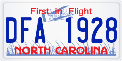 NC license plate DFA1928