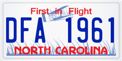 NC license plate DFA1961
