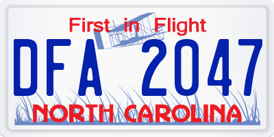 NC license plate DFA2047