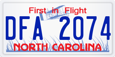 NC license plate DFA2074