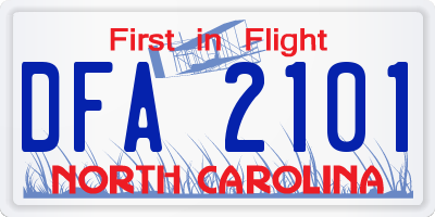 NC license plate DFA2101
