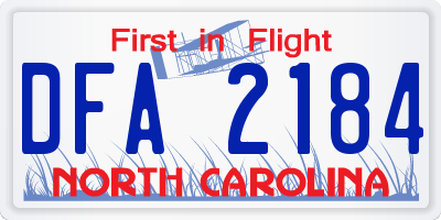 NC license plate DFA2184