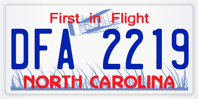 NC license plate DFA2219