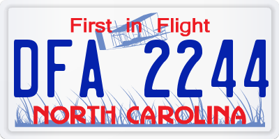 NC license plate DFA2244