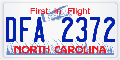 NC license plate DFA2372