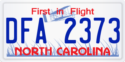 NC license plate DFA2373
