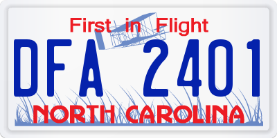 NC license plate DFA2401