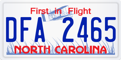 NC license plate DFA2465