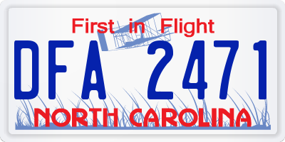NC license plate DFA2471