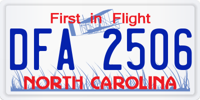 NC license plate DFA2506