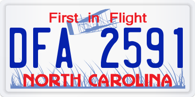 NC license plate DFA2591