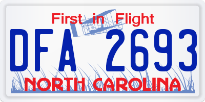 NC license plate DFA2693