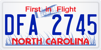 NC license plate DFA2745