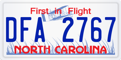 NC license plate DFA2767