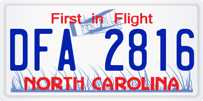 NC license plate DFA2816