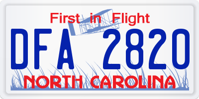NC license plate DFA2820