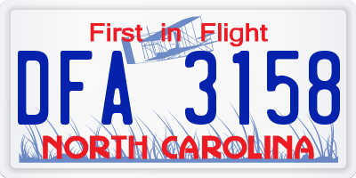 NC license plate DFA3158