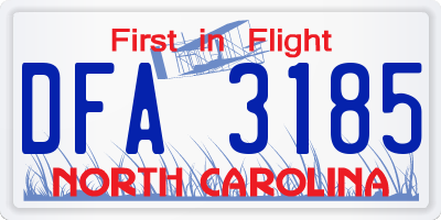 NC license plate DFA3185