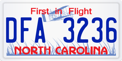 NC license plate DFA3236